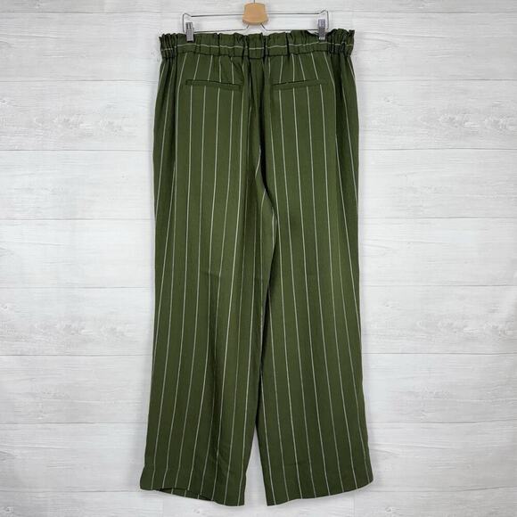 NWT Vince Belted Stripe Wide Leg Pants Trousers Plus Size 1X Green Pull On $345 - Picture 7 of 16